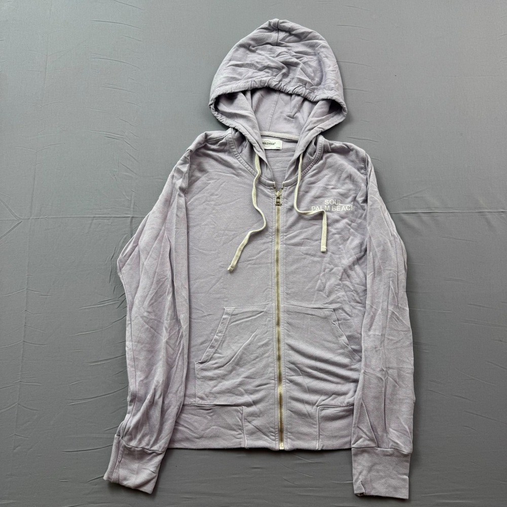 SoulCycle Palm Beach Skull‎ Crossbones Zip Up Hoodie Purple Large